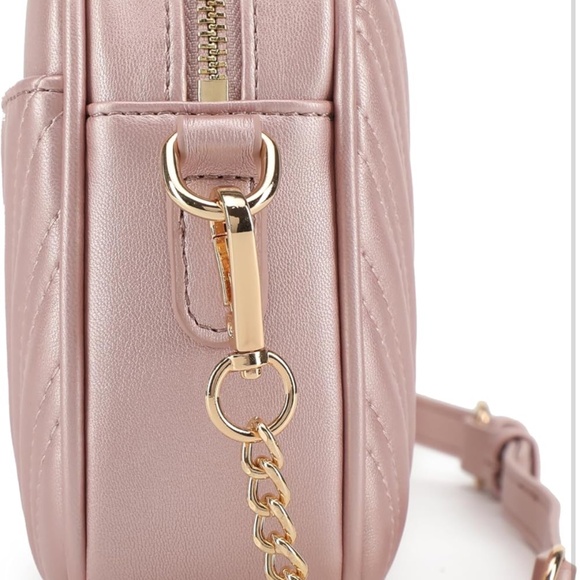 Lola Mae Quilted Crossbody Bag Blush Pink Adjustable Strap - Picture 6 of 14